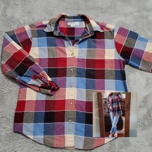 Dress Barn patchwork design cotton buttondown longsleeves shirt size L